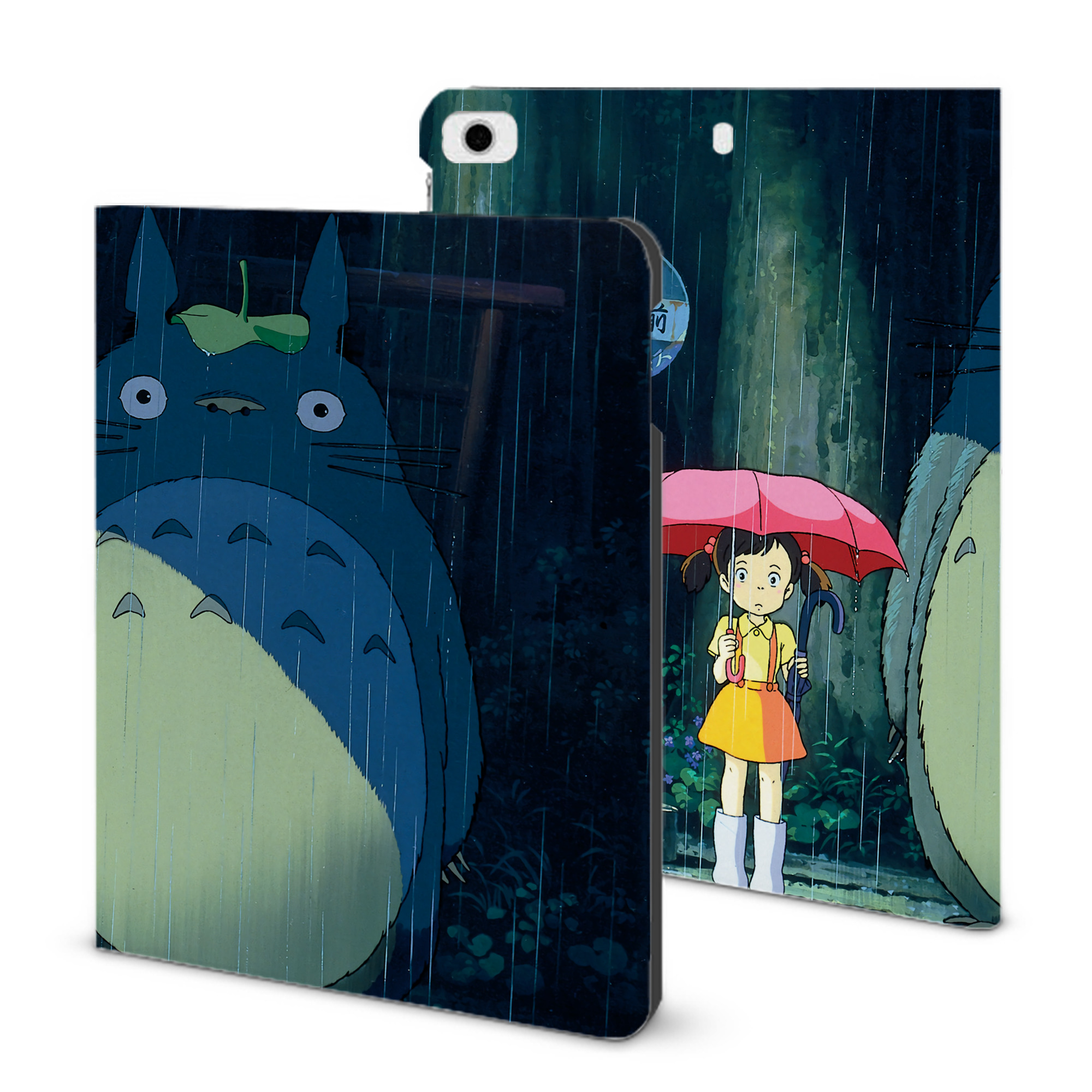 （画像用） となりのトトロ 草壁メイ 草壁サツキ My Neighbor Totoro Satsuki Kusakabe Mei Kusakabe IPad ケース ブック型 PUレザー TPU 耐衝撃 軽量 薄型 ペン収納なし 全面保護 IPad 各モデル対応